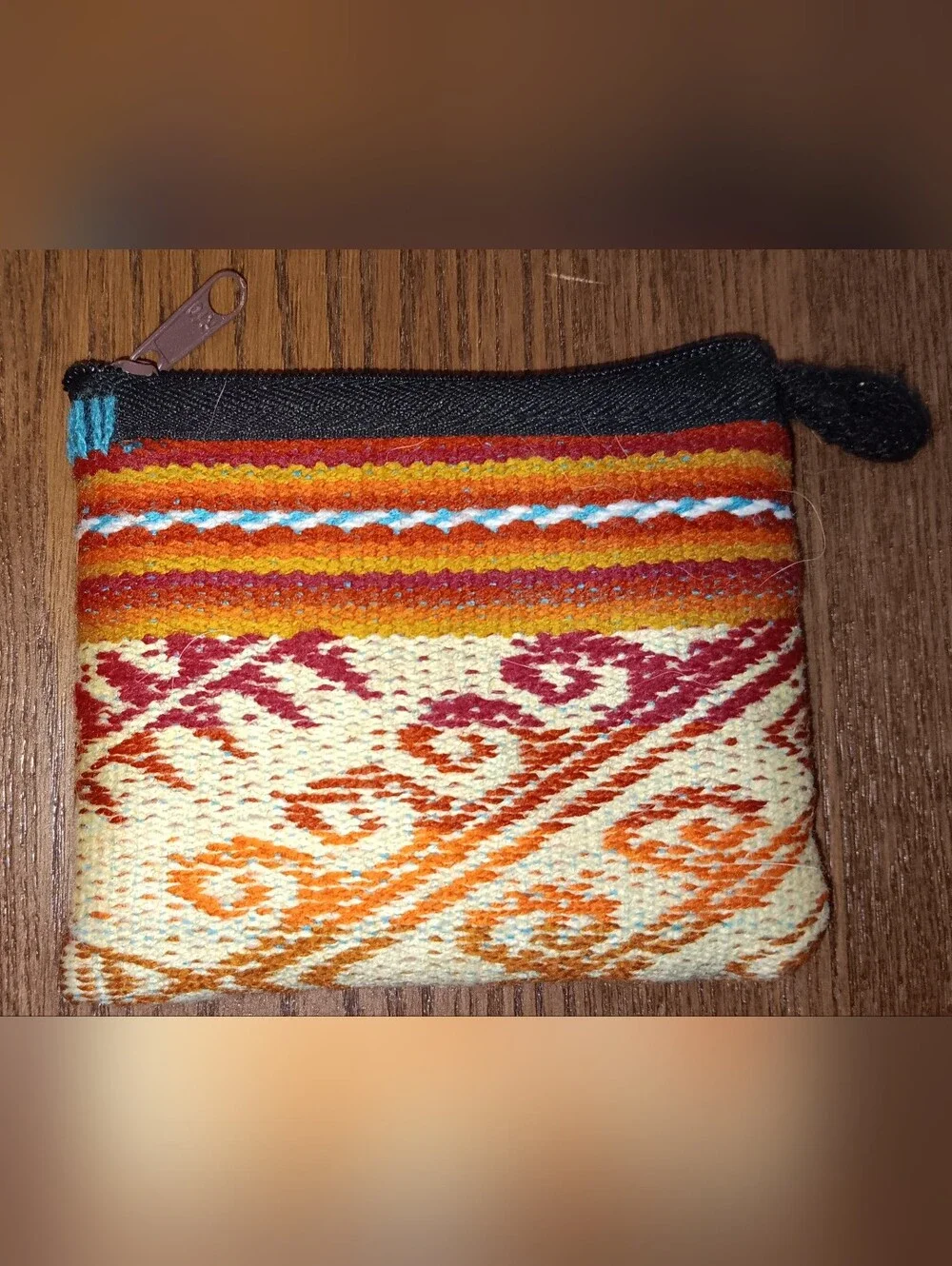 Ecuador Woven Coin Purse in Orange and Red - Ethnic Pattern